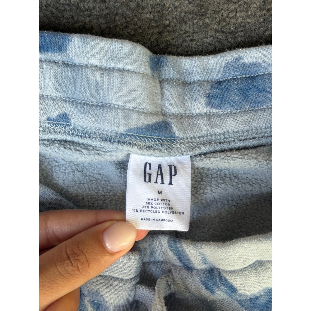 Gap Logo Tie Dye Fleece Joggers Blue White Sweatpants Medium - Picture 2 of 8